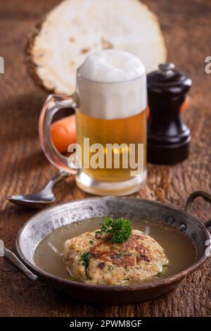 austrian soup in a copper pot Stock Photo