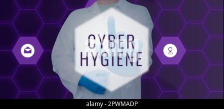 Text caption presenting Cyber Hygiene, Business approach steps that computer users take to improve their cyber security Stock Photo