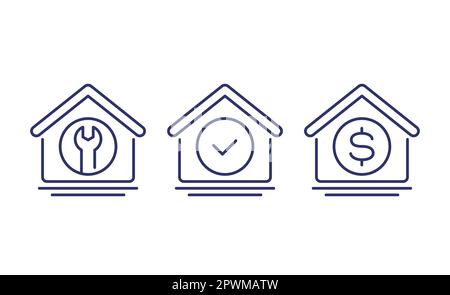 house maintenance line icons, vector Stock Vector