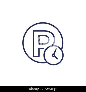 parking time line icon on white, vector Stock Vector