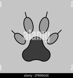 Predatory paw vector isolated grayscale icon. Pet animal sign. Graph symbol for pet and veterinary web site and apps design, logo, app, UI Stock Photo