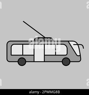 Trolley or trolleybus grayscale vector icon. Graph symbol for travel and tourism web site and apps design, logo, app, UI Stock Photo