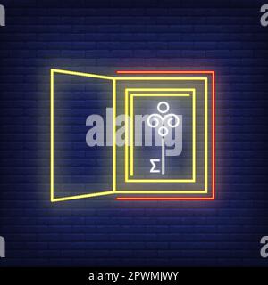 Key in box neon sign Stock Vector