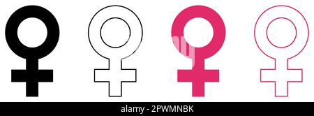 Feminism icons. Female symbol. Flat and line art style. Vector illustration isolated on white background Stock Vector