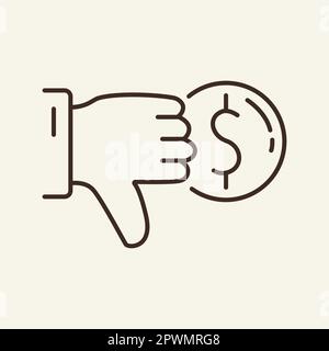 Dollar dislike line icon Stock Vector
