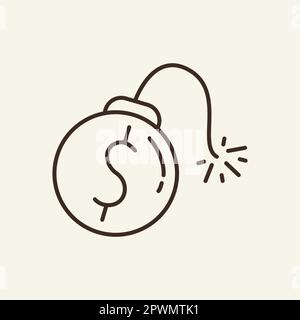Dollar bomb line icon Stock Vector