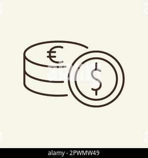 Dollar and euro sign line icon Stock Vector