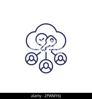 Encryption of personal data in cloud line icon Stock Vector