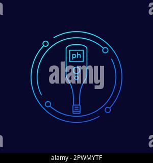ph meter or tester icon, water and soil testing Stock Vector