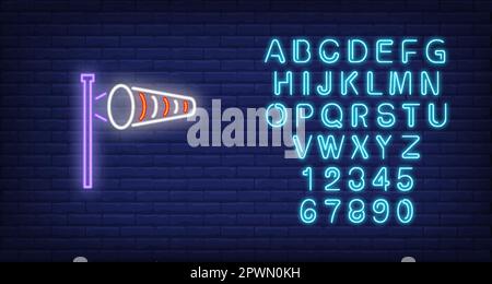 Inflated windsock neon sign Stock Vector
