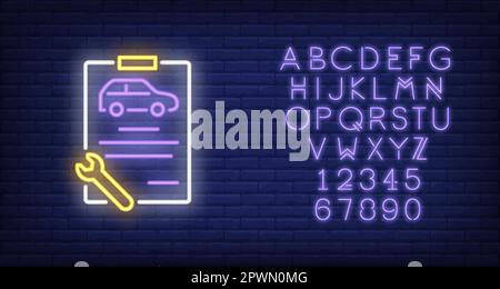 Car service list neon icon Stock Vector
