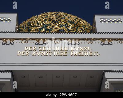 VIENNA, AUSTRIA - CIRCA 2022: Wiener Secession by Olbrich circa 1897, Der Zeit ihre Kunst Der Kunst ihre Freiheit Ver Sacrum translation To every age Stock Photo
