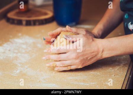 The process of making gingerbread Halloween cookies. Sweet Halloween gifts for kids. Stock Photo