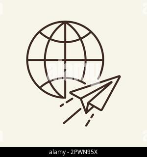 Global perspective line icon Stock Vector