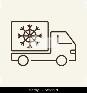 Fridge lorry line icon Stock Vector