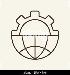 Global working line icon Stock Vector