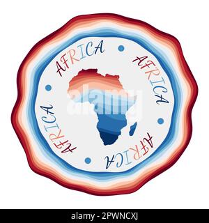 Africa Badge. Round logo of continent with triangular mesh map and ...