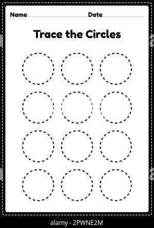 Trace the circle worksheet for kindergarten and preschoolers kids for educational activities in a  printable illustration Stock Photo