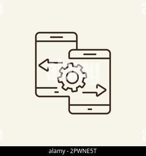 Mobile syncing line icon Stock Vector