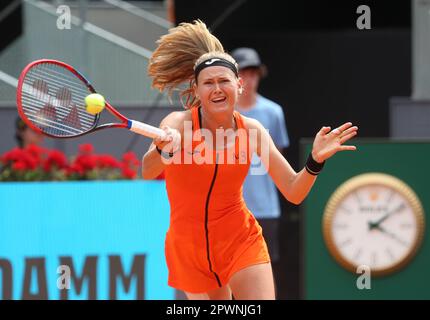 Marie Bouzkova of Czech Republic during the Mutua Madrid Open 2023, Masters 1000 tennis tournament on April 30, 2023 at Caja Magica in Madrid, Spain - Photo: Laurent Lairys/DPPI/LiveMedia Stock Photo