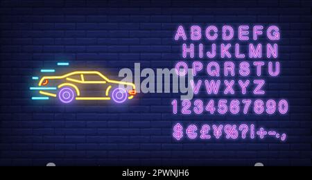 Sport car neon icon Stock Vector
