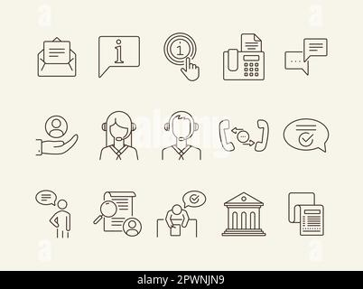 Consultation line icon set Stock Vector
