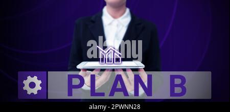 Text sign showing Plan B, Word for ones Backup plan or strategy detailed proposal for doing something Stock Photo