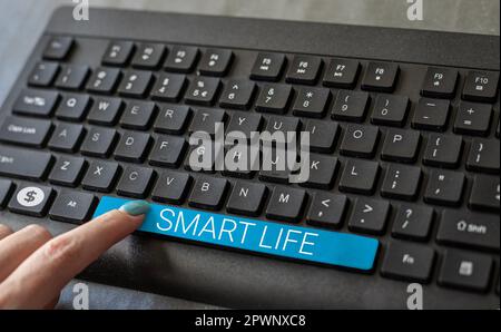 Conceptual caption Smart Life, Business concept approach conceptualized from a frame of prevention and lifestyles Stock Photo