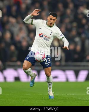 London, UK. 27th Apr, 2023. 27 Apr 2023 - Tottenham Hotspur v Manchester United - Premier League - Tottenham Hotspur Stadium Tottenham's Pedro Porro during the Premier League match against Manchester United.                                                                     Picture Credit: Mark Pain / Alamy Live News Stock Photo