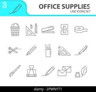 Office supplies icon set Stock Vector