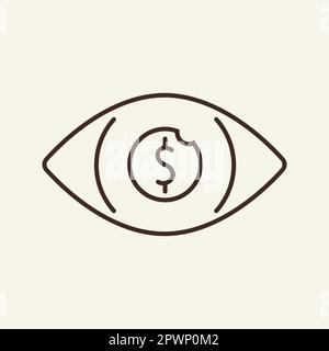 Money eye line icon Stock Vector