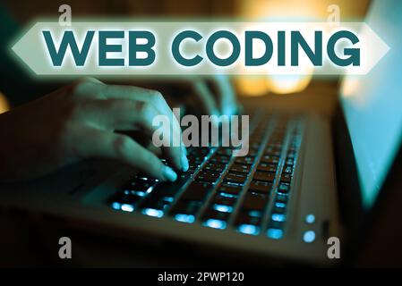 Text showing inspiration Web Coding, Business approach work involved in developing a web site for the Internet Stock Photo