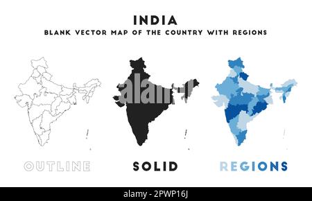 India map. Borders of India for your infographic. Vector country shape. Vector illustration. Stock Vector