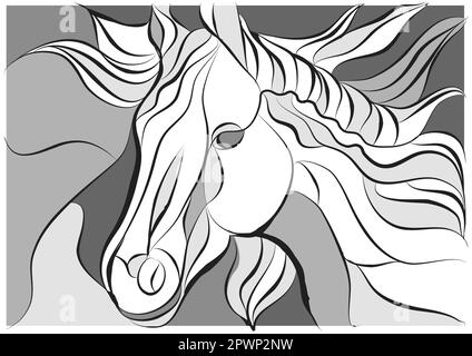 stained glass pattern horse abstract vector illustration Stock Photo