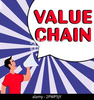 Text sign showing Value Chain, Concept meaning Business manufacturing process Industry development analysis Stock Photo