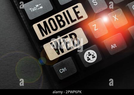 Hand writing sign Mobile Web, Conceptual photo browser-based internet services accessed from handheld mobile Stock Photo