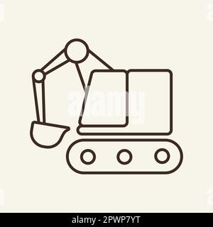 Excavator line icon Stock Vector