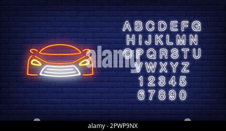 Super car neon icon Stock Vector