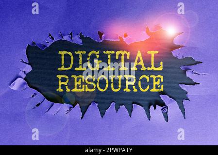 Sign displaying Digital Resource, Conceptual photo content that distributed digitally over the Internet Stock Photo