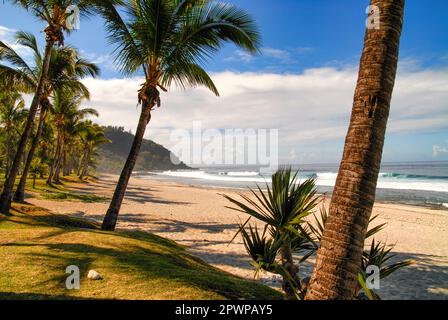 Grande Anse, a popular tropical beach in Réunion Stock Photo