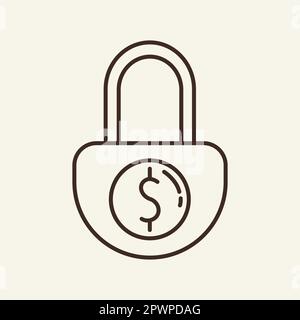 Money under lock line icon Stock Vector