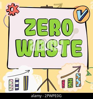 Conceptual caption Zero Waste, Word Written on industrial responsibility includes composting, recycling and reuse Stock Photo