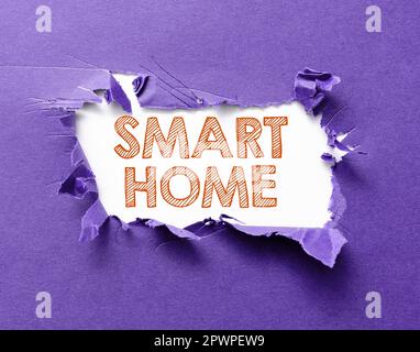 Conceptual caption Smart Home, Conceptual photo automation system control lighting climate entertainment systems Stock Photo