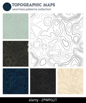 Topographic maps. Awesome isoline patterns, seamless design. Astonishing tileable background. Vector illustration. Stock Vector