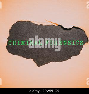 Text caption presenting Criminal Forensics, Business overview Federal Offense actions Illegal Activities punishable by Law Stock Photo