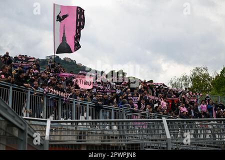 Como, Italy. 01st May, 2023. Supporters of Palermo during the Italian Serie BKT soccer match Como 1907 vs Palermo FC at the Comunale G. Sinigaglia stadium in Como, Italy, 1st of May 2023 Credit: Live Media Publishing Group/Alamy Live News Stock Photo