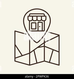 Shop location line icon Stock Vector