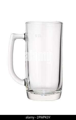 Empty glass beer stein isolated on white background, Stock Photo
