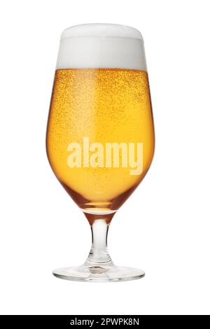 Glass of beer with foam cap isolated on white background Stock Photo