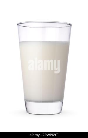 Glass of fresh milk isolated on white background with clipping path. Stock Photo